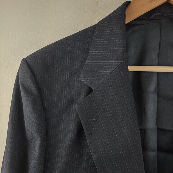 Men's Stafford Dark Blue Pinstripe Suit Jacket - Picture 2 of 6